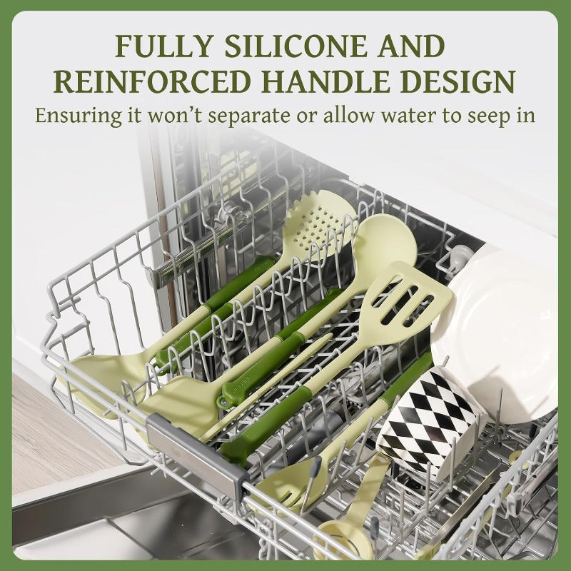 43pcs Nonstick Cookware Set with Holder - Heavy-Duty Silicone Kitchen Utensils