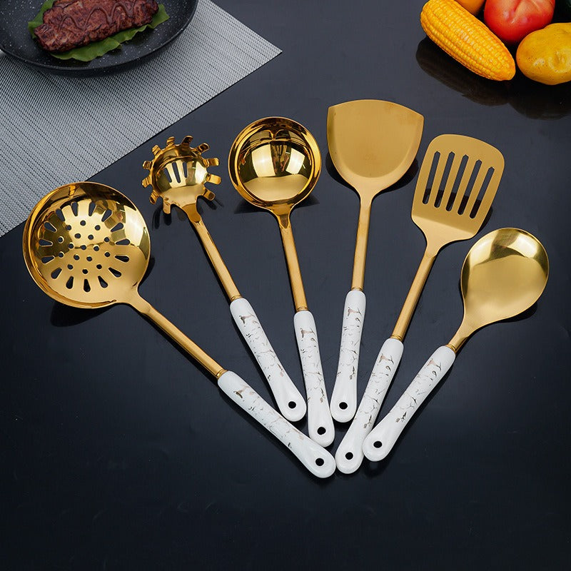 Stainless Steel Spatula Wholesale Spoon Set Kitchen Extended Anti-scalding Spoon Kitchen Utensils Shovel