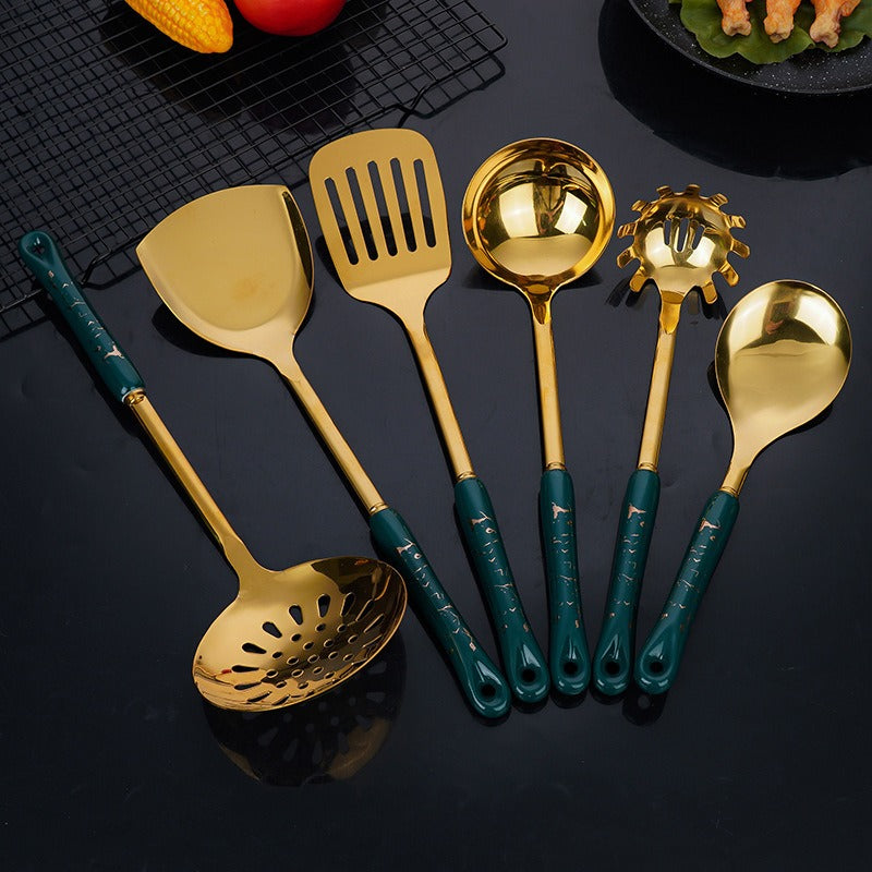 Stainless Steel Spatula Wholesale Spoon Set Kitchen Extended Anti-scalding Spoon Kitchen Utensils Shovel